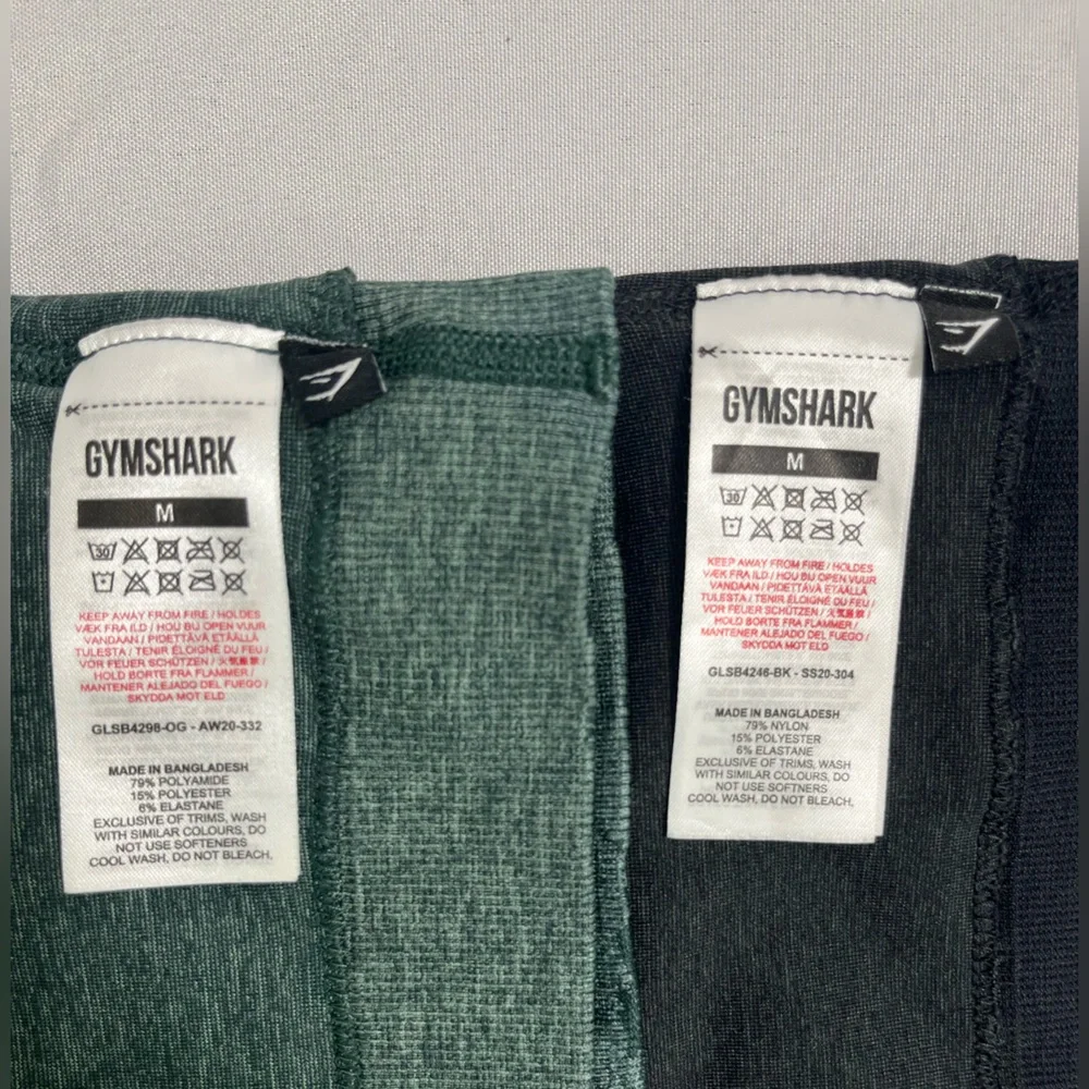 TWO Gymshark Sports Bras - Medium - Black, Green